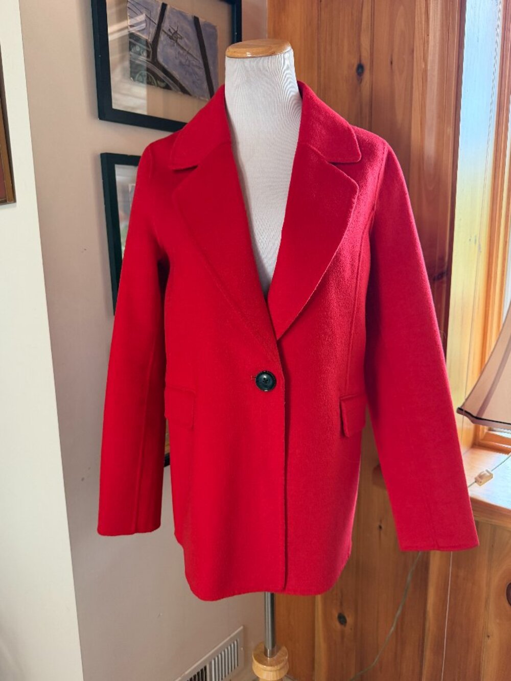 BADGLEY MISCHKA Red Tailored Wool Blend Coat Blazer – S